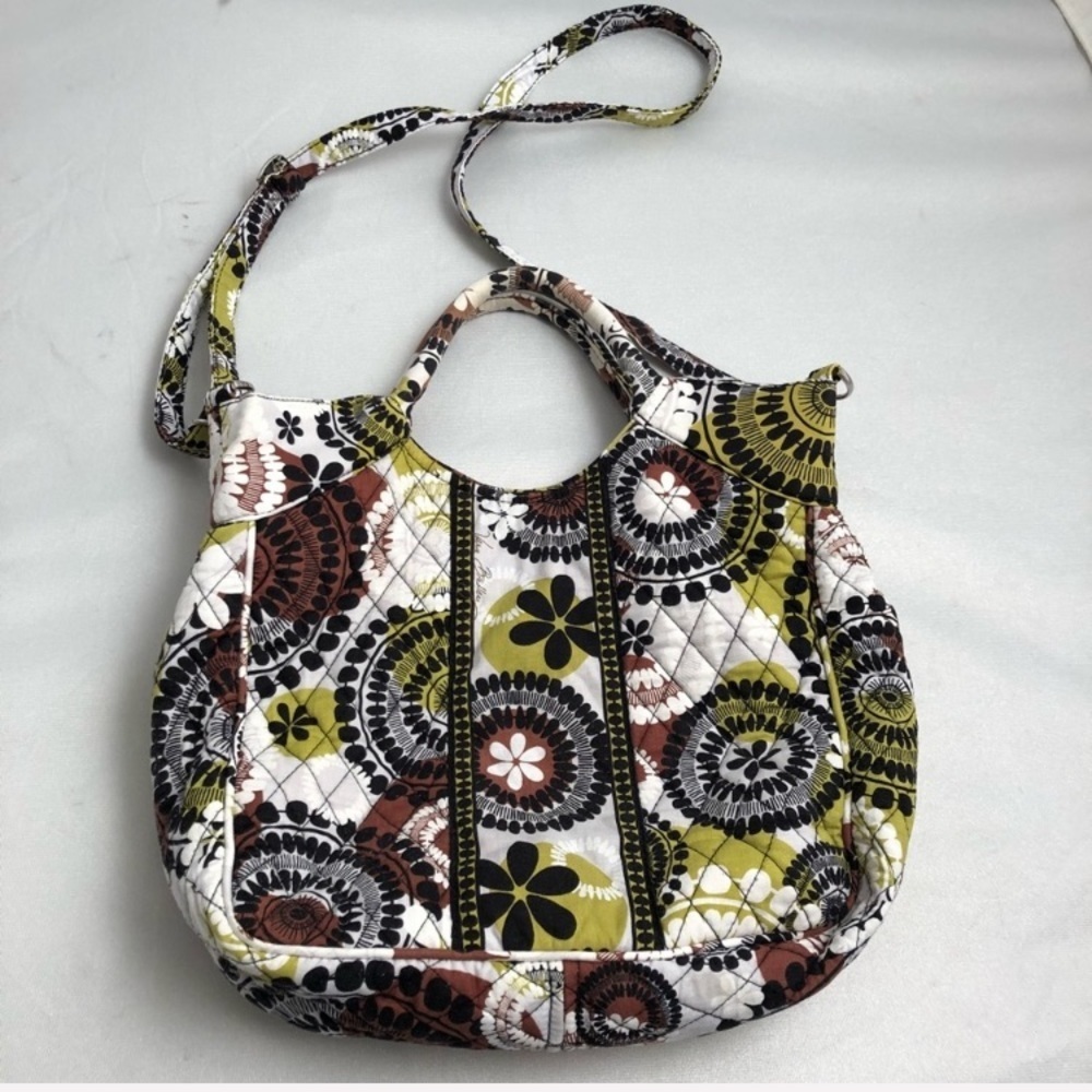 Vera Bradley Cocoa Moss multicolor brown white black large crossbody tote